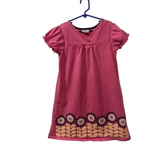 Hanna Andersson Other - Hanna Andersson Girls Pink Dress With Floral Border Design Short Sleeves Size 10